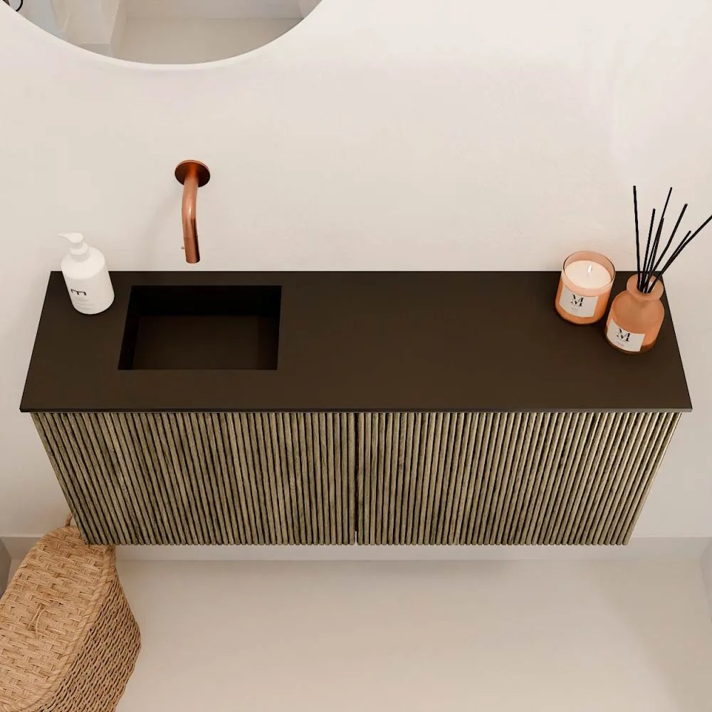 Mondiaz Joya 90cm toiletmeubel dusk met wastafel faye links zonder kraangat urban