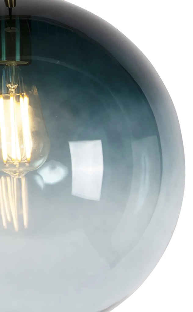 Smart hanglamp messing met oceaanblauw glas 33 cm incl. Wifi ST64 - Pallon