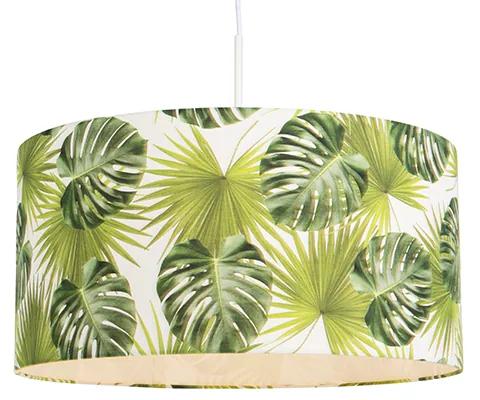 Stoffen Eettafel / Eetkamer Botanische hanglamp wit met Leaf kap 50cm - Combi 1 Modern E27 rond Binnenverlichting Lamp