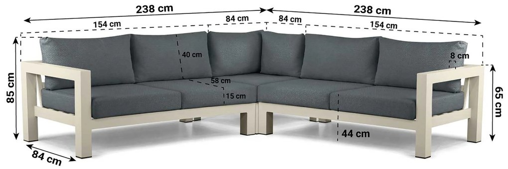 Hoek loungeset 5 personen Aluminium Taupe Lifestyle Garden Furniture Luca