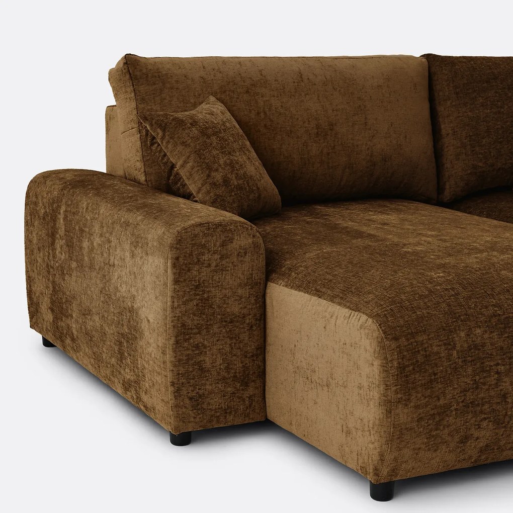 Omkeerbare hoekbank, omvormbaar, met box, in gevlamde chenille, GALENE