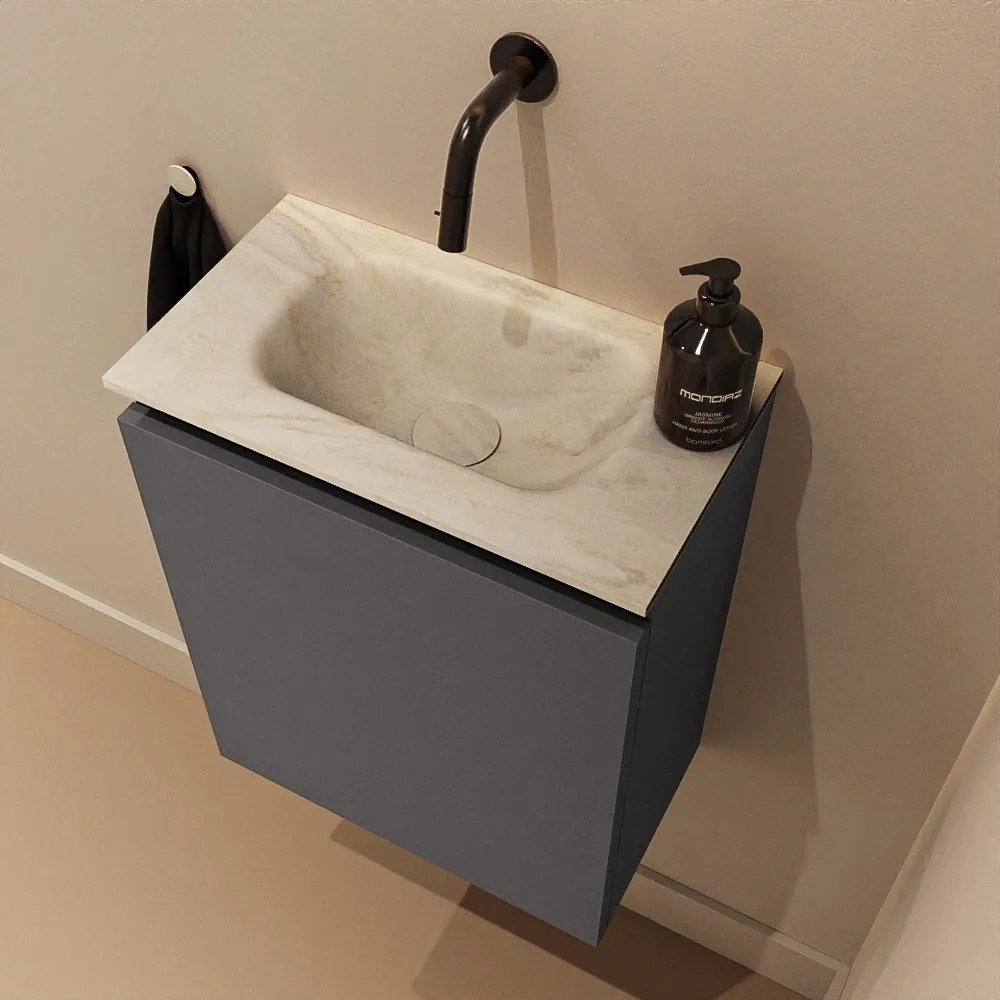 Mondiaz Ture DLux toiletmeubel 40cm dark grey met wastafel ostra midden zonder kraangat