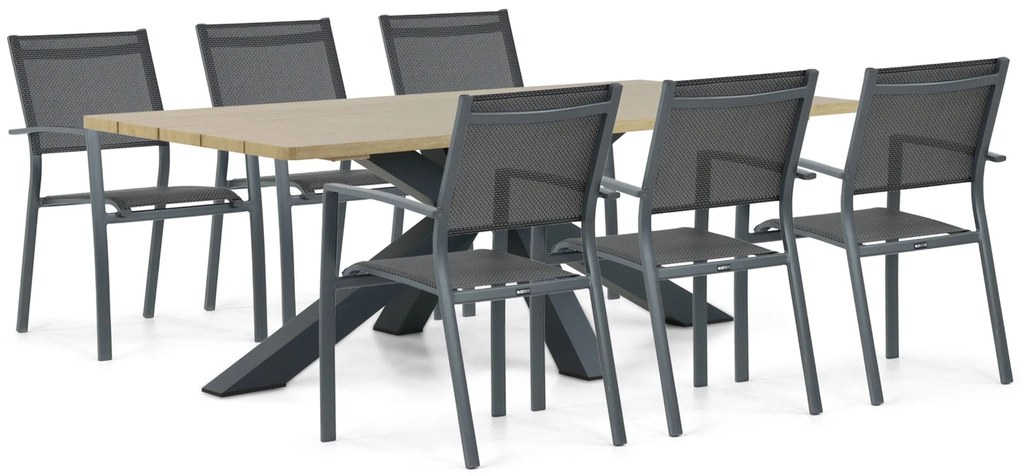 Tuinset 6 personen 220 cm Aluminium Grijs Lifestyle Garden Furniture Sella/Azzurro