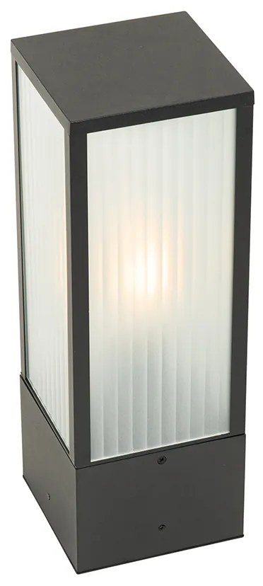 Smart staande buitenlamp zwart met ribbel glas 40 cm incl. Wifi A60 - Charlois