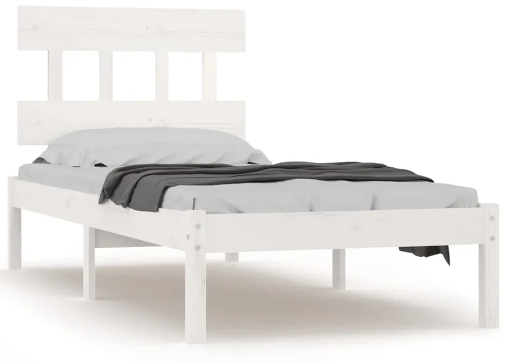 vidaXL Bedframe massief hout wit 90x190 cm 3FT6 Single