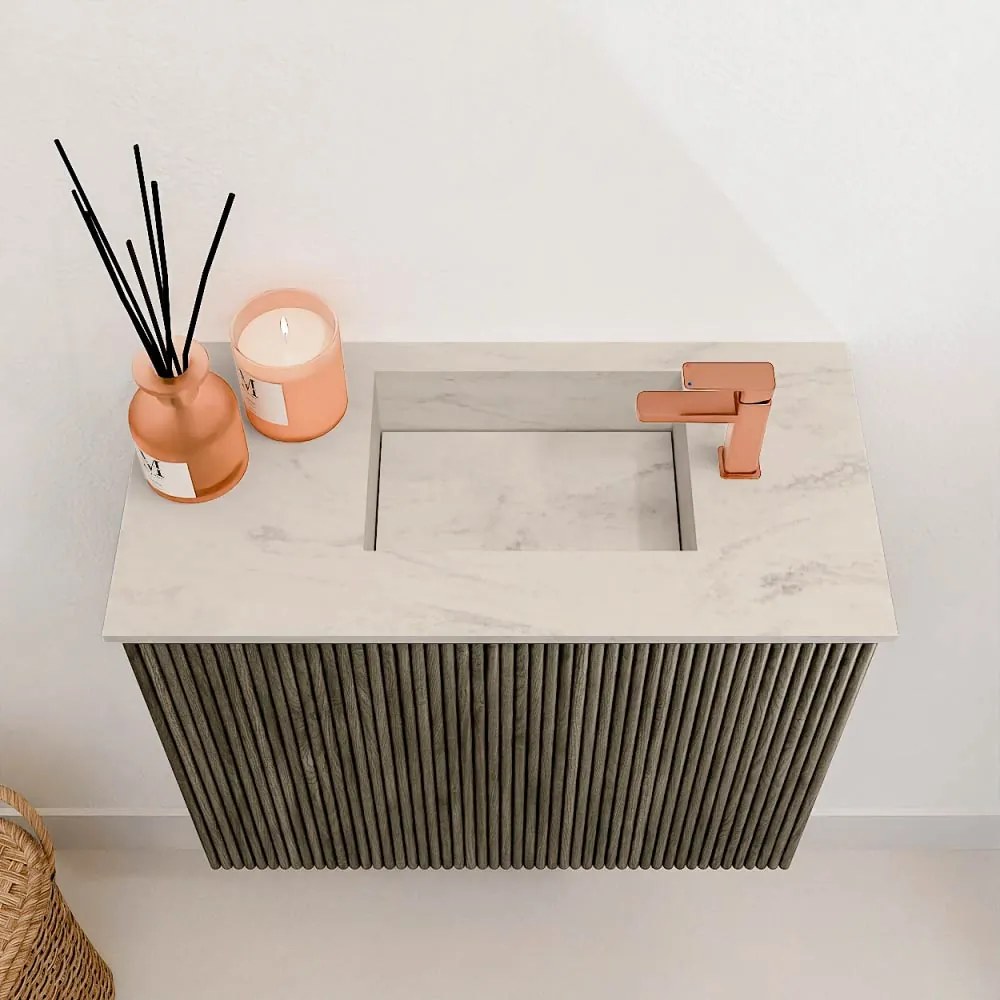 Mondiaz Joya DLux 50cm toiletmeubel shadow met wastafel faye rechts 1 kraangat opalo