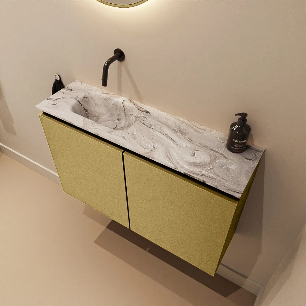 Mondiaz Ture DLux toiletmeubel 80cm oro met wastafel glace links zonder kraangat