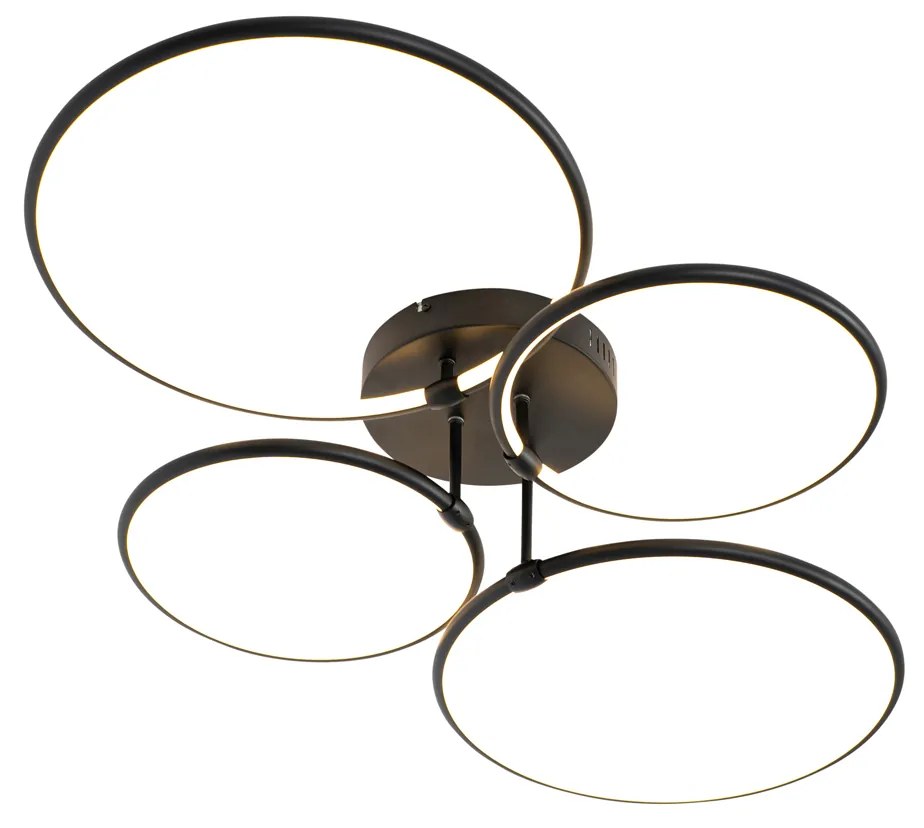 Design plafondlamp zwart incl. LED 3-staps dimbaar 4-lichts - Joaniqa Modern rond Binnenverlichting Lamp