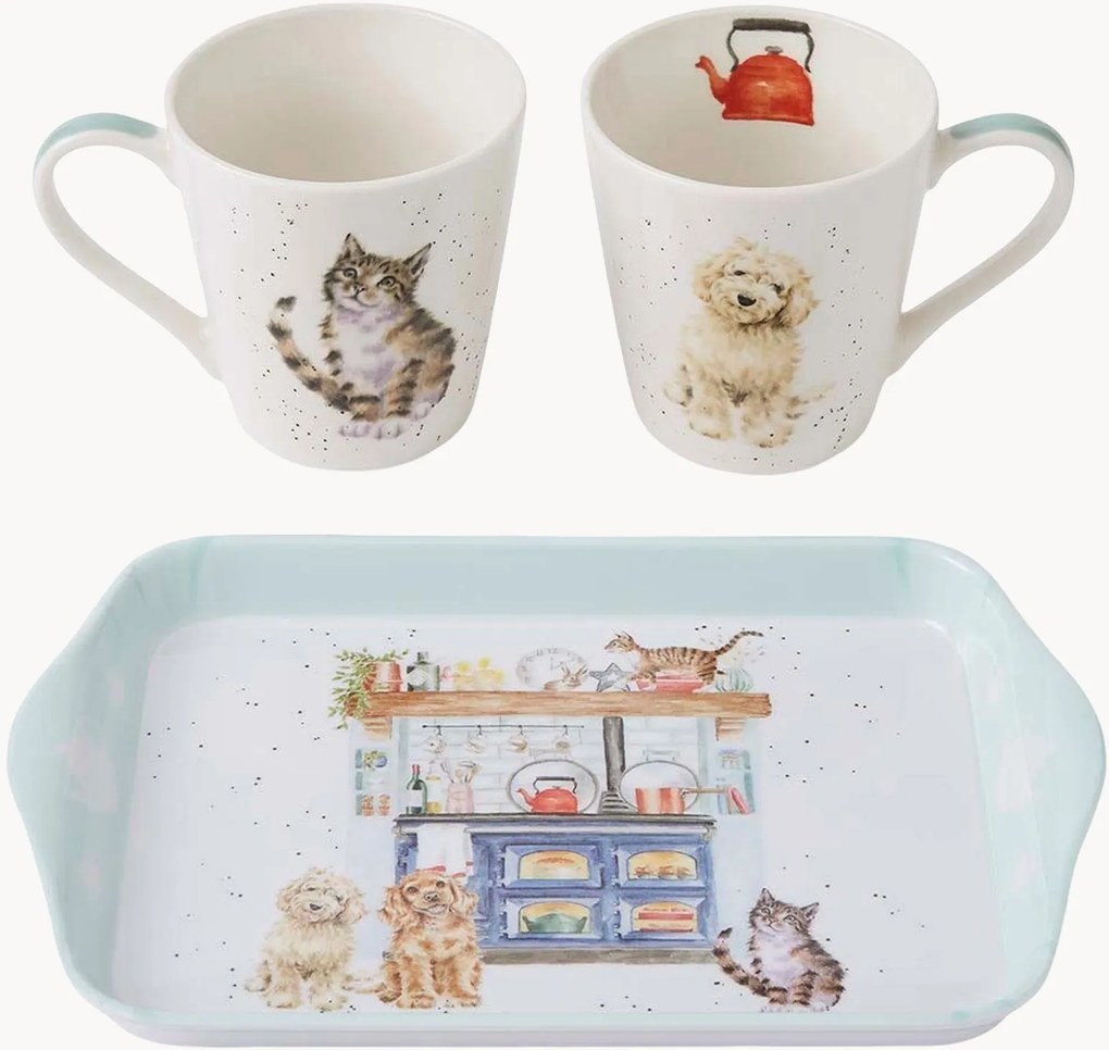 Mokken en dienbladset Country Kitchen, 3-delig