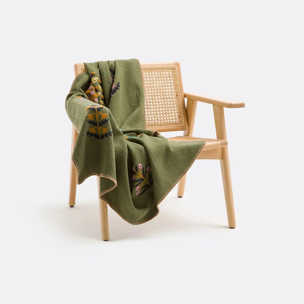 Geborduurde plaid met bloemmotief, Justin