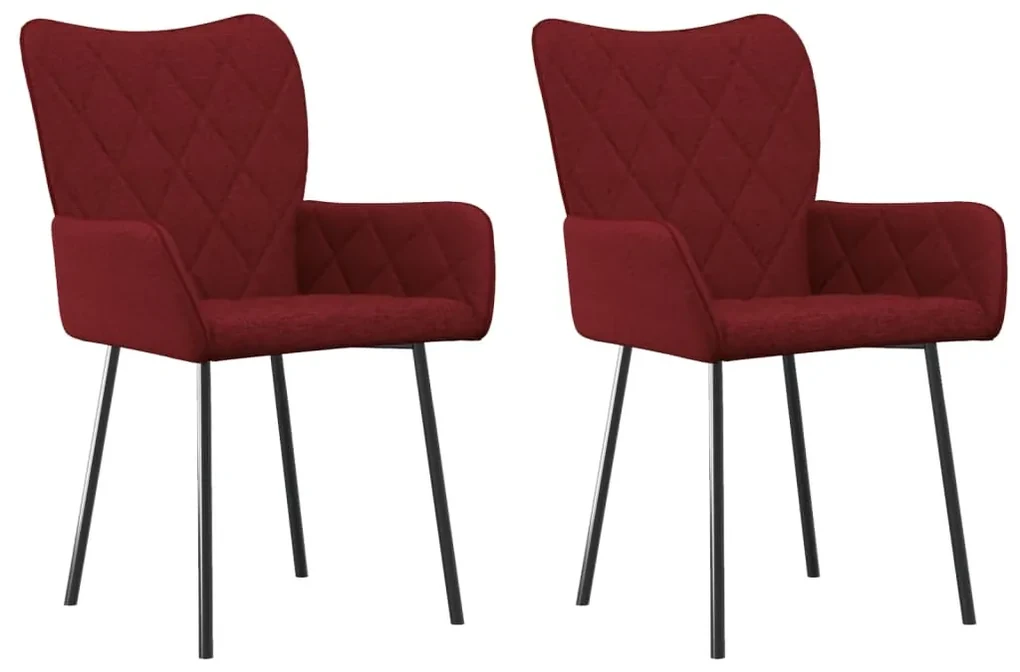 vidaXL Eetkamerstoelen 2 st stof wijnrood