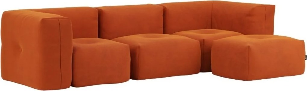Soft Zitzak Indoor 3 Seater + Pouf - Orange Jaquard