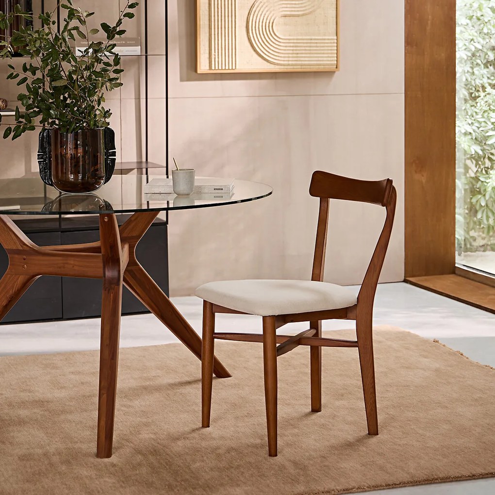 Set van 2 stoelen van eikenhout en katoen/linnen Bree