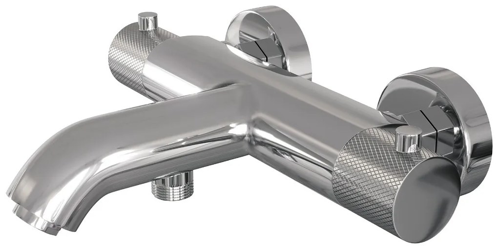 Brauer Chrome Carving thermostatische badkraan met wandhouder en 3 standen handdouche chroom