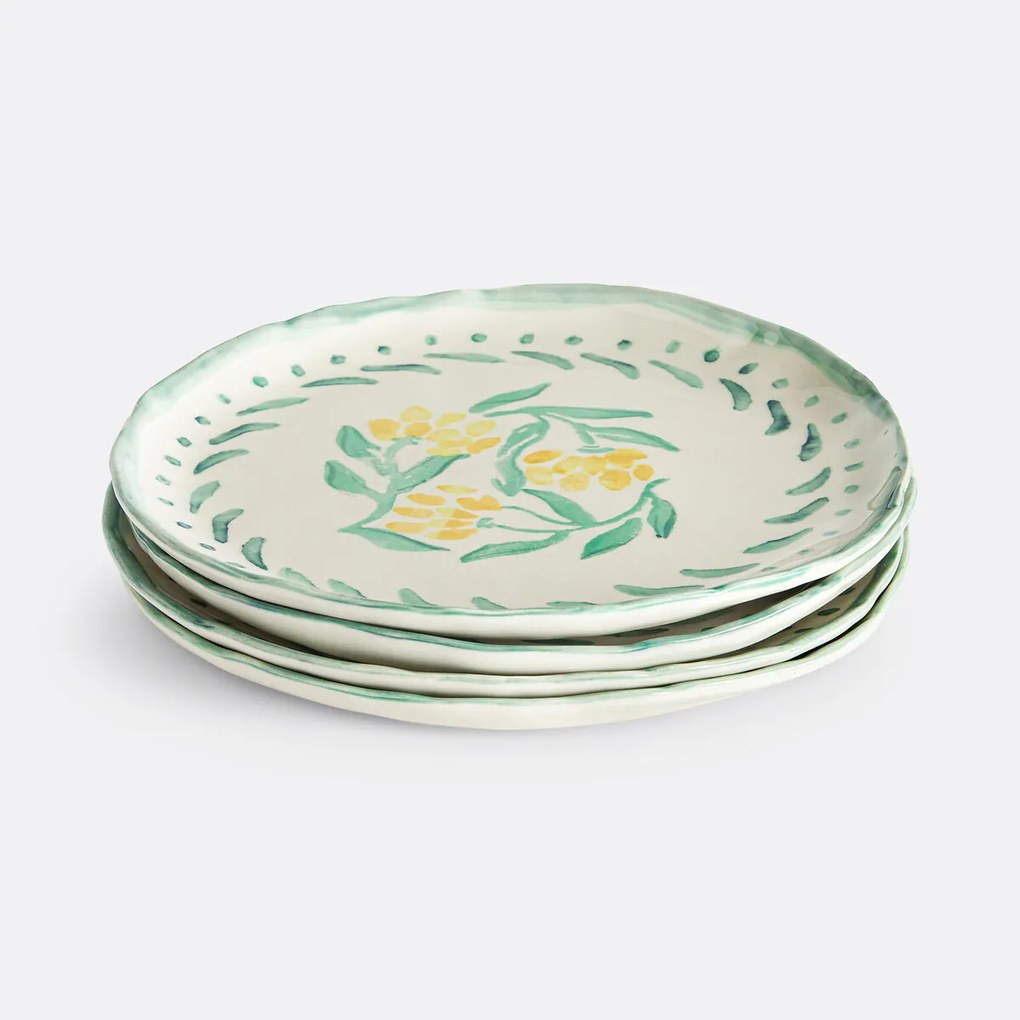 Lot de 4 assiettes plates en grès, Capria