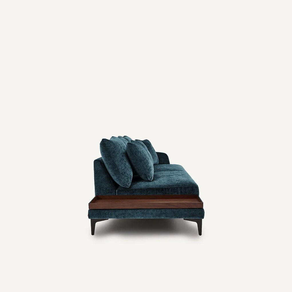 Halve bank met tafelblad, van gemengd fluweel, MODERNISTE