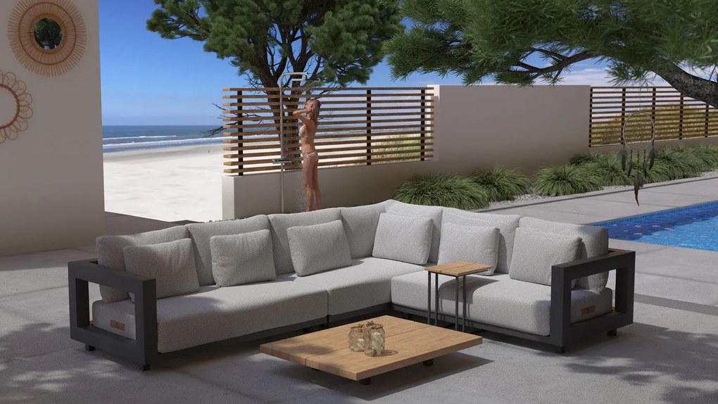 4 Seasons Outdoor Metropolitan loungeset rechts SALE houtkleur weerbestendig