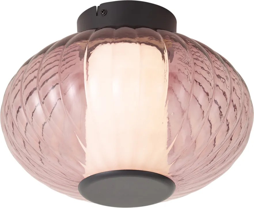 Design plafondlamp zwart 28cm met paars glas incl. LED 3-staps dimbaar - Margherite