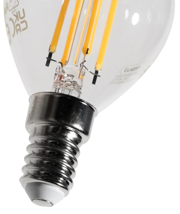 Set van 5 E14 dimbare LED lampen filament G45 helder 4W 470 lm 2700K