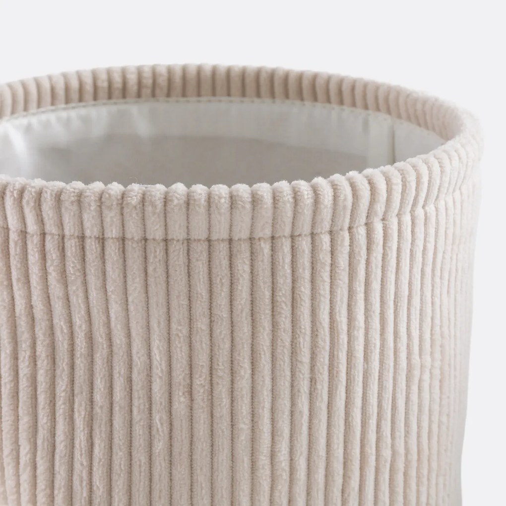 Set van 3 ronde ribfluwelen manden, VELOUDO