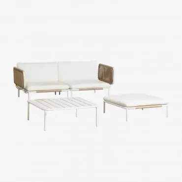 Tuinset Met Modulaire 2-zitsbank Met 2 Hoekmodules, Salontafel En Poef Van Roubly-staal Beige Amandelroos - Sklum