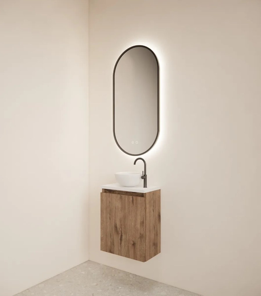 Gliss Design Echo toiletmeubel 40cm wellington oak met toppaneel wit mat