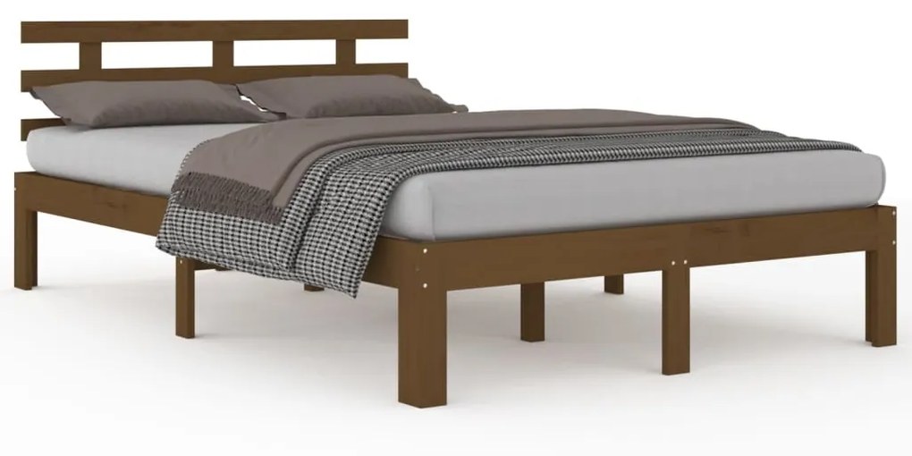 vidaXL Bedframe massief hout honingbruin 120x190 cm 4FT Small Double