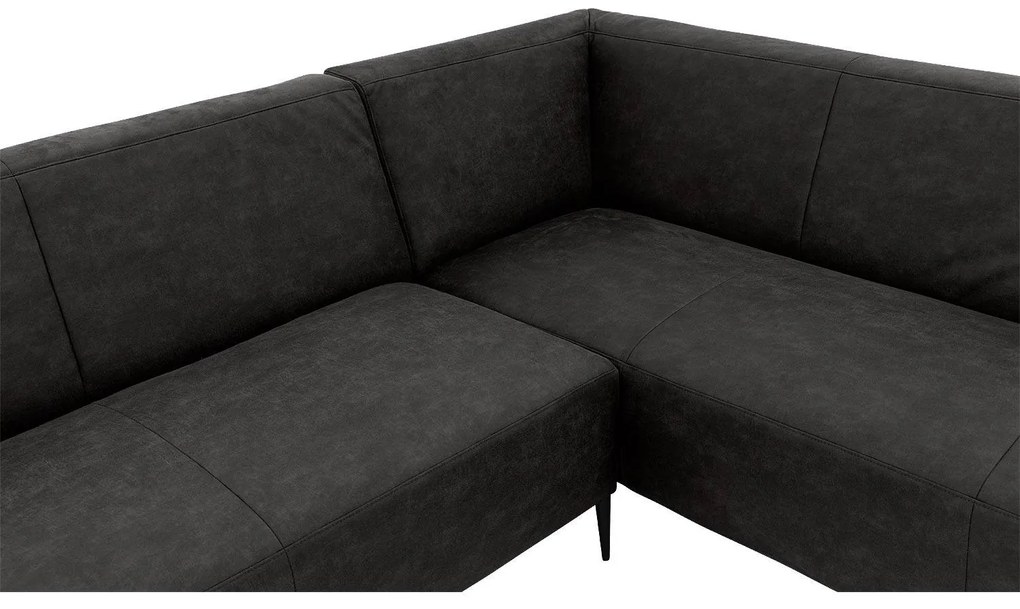 Goossens  Key West antraciet, micro leer, 2-zits, modern design met ligelement rechts