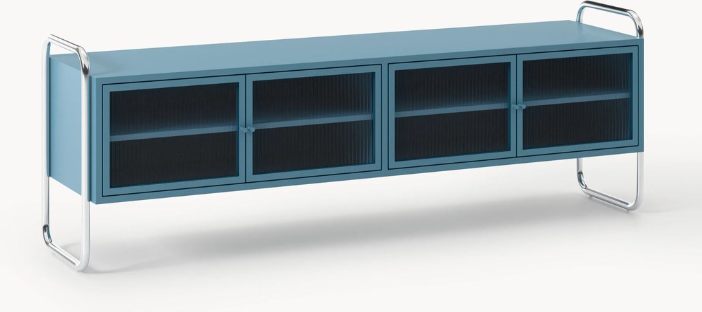 Metalen tv-meubel Robyn met glazen front