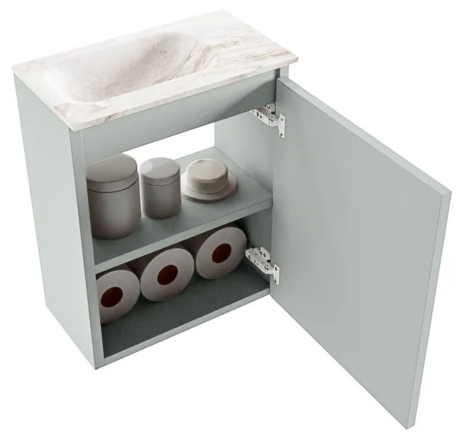 Mondiaz Ture DLux toiletmeubel 40cm greey met wastafel frappe links zonder kraangat