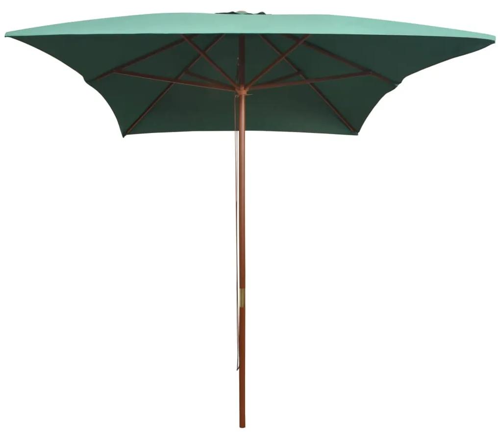 vidaXL Parasol met houten paal 200x300 cm groen