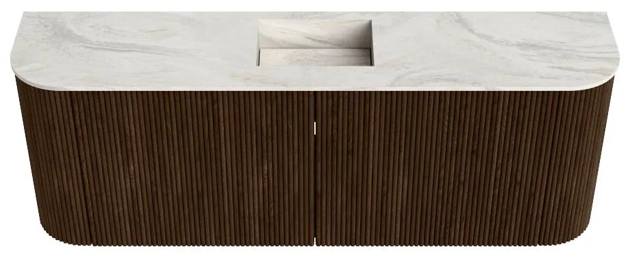 Mondiaz Joya DLux 115cm toiletmeubel ronding links/rechts walnut met wastafel faye midden zonder kraangat ostra
