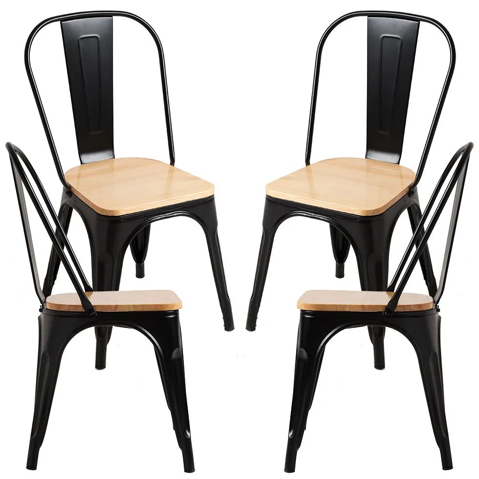 Pakket 4 Stoelen Torix Natuurlijk Hout