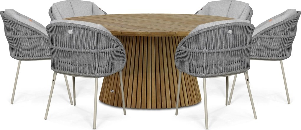 Tuinset Ronde Tuintafel 6 personen 180 cm Rope Zand/Beige  Santika Furniture Santika