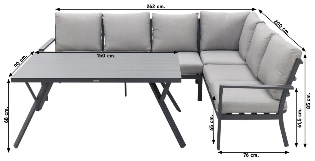 Garden Impressions Sergio lounge dining set 3-delig - Rechts