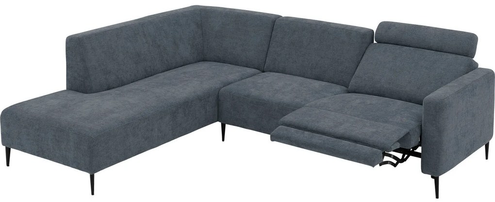 Goossens Hoekbank Tiolo Met Relaxfunctie En Hoofdsteun grijs, stof, 3-zits, modern design met ligelement links
