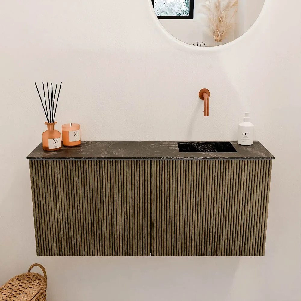 Mondiaz Joya DLux 90cm toiletmeubel dusk met wastafel faye rechts zonder kraangat lava