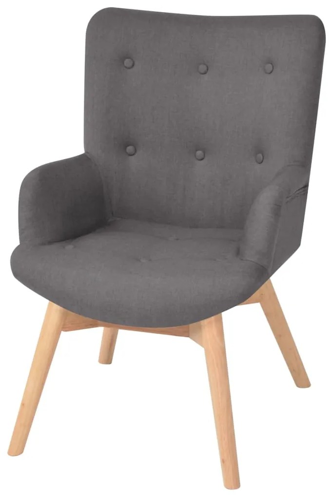 vidaXL Fauteuil met voetenbankje stof grijs