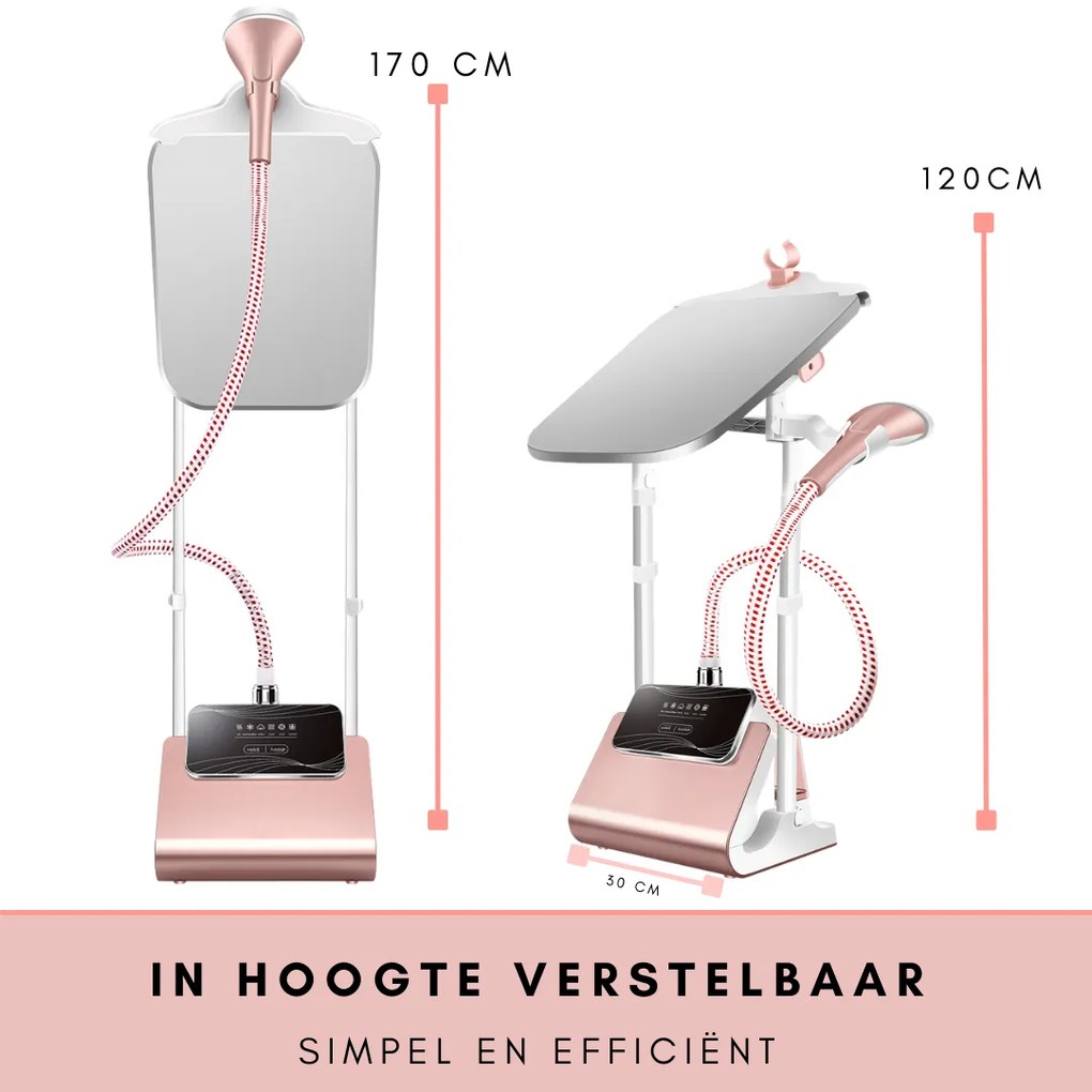 Niceey Kledingstomer - 1800W - incl. Strijkplank - Roze