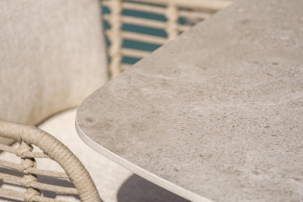 4 Seasons Outdoor Fabrice tuinset latte met Prado tafel met keramisch blad in barrelvorm 300 cm Tuinset   beige weerbestendig