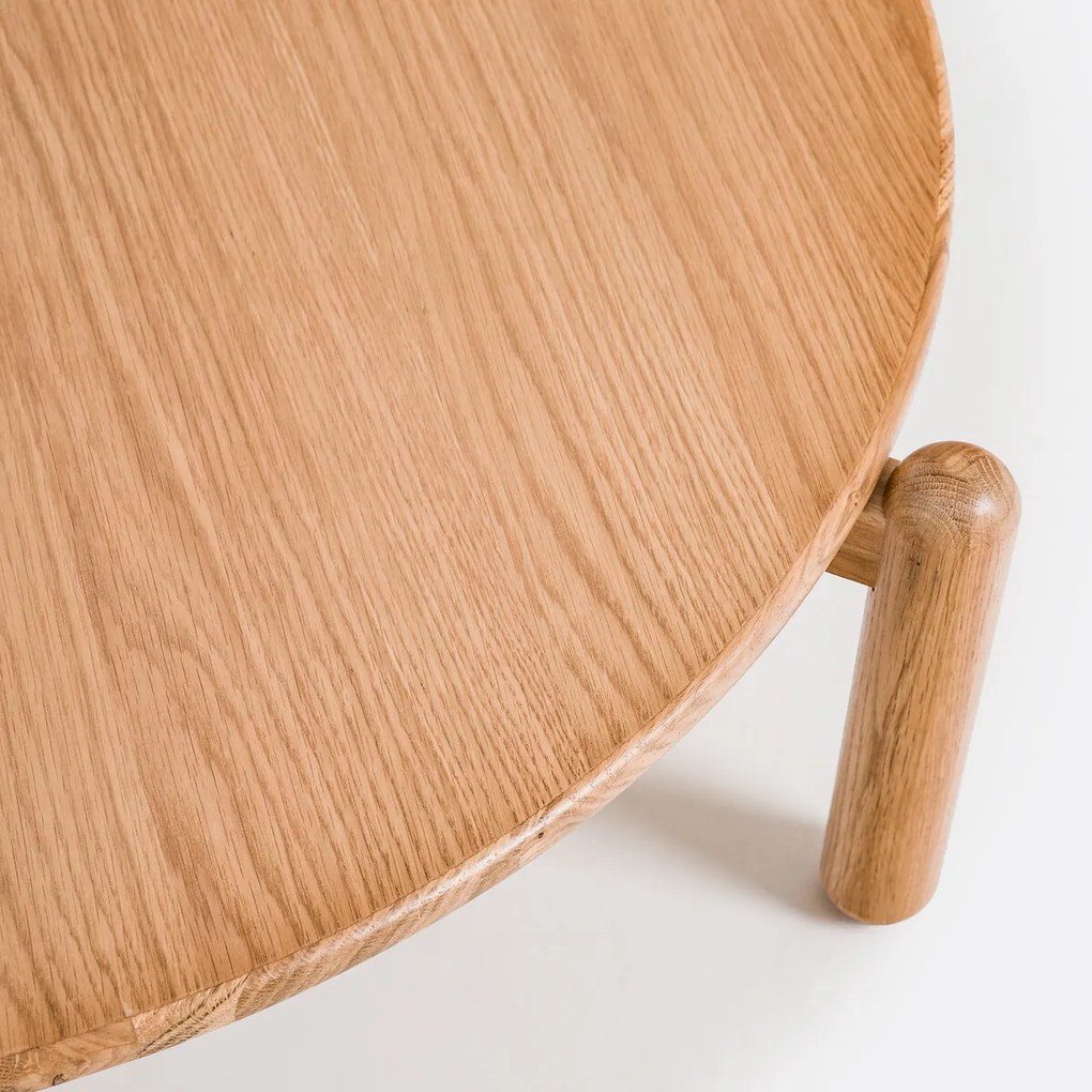 XL ronde salontafel, massief eiken en eikenfineer, diameter 94 cm, Coloquo