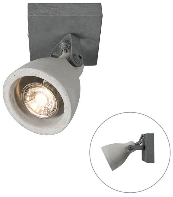 Industriële Spot / Opbouwspot / Plafondspot grijs beton 1-lichts - Creto Modern GU10 rond Binnenverlichting Lamp