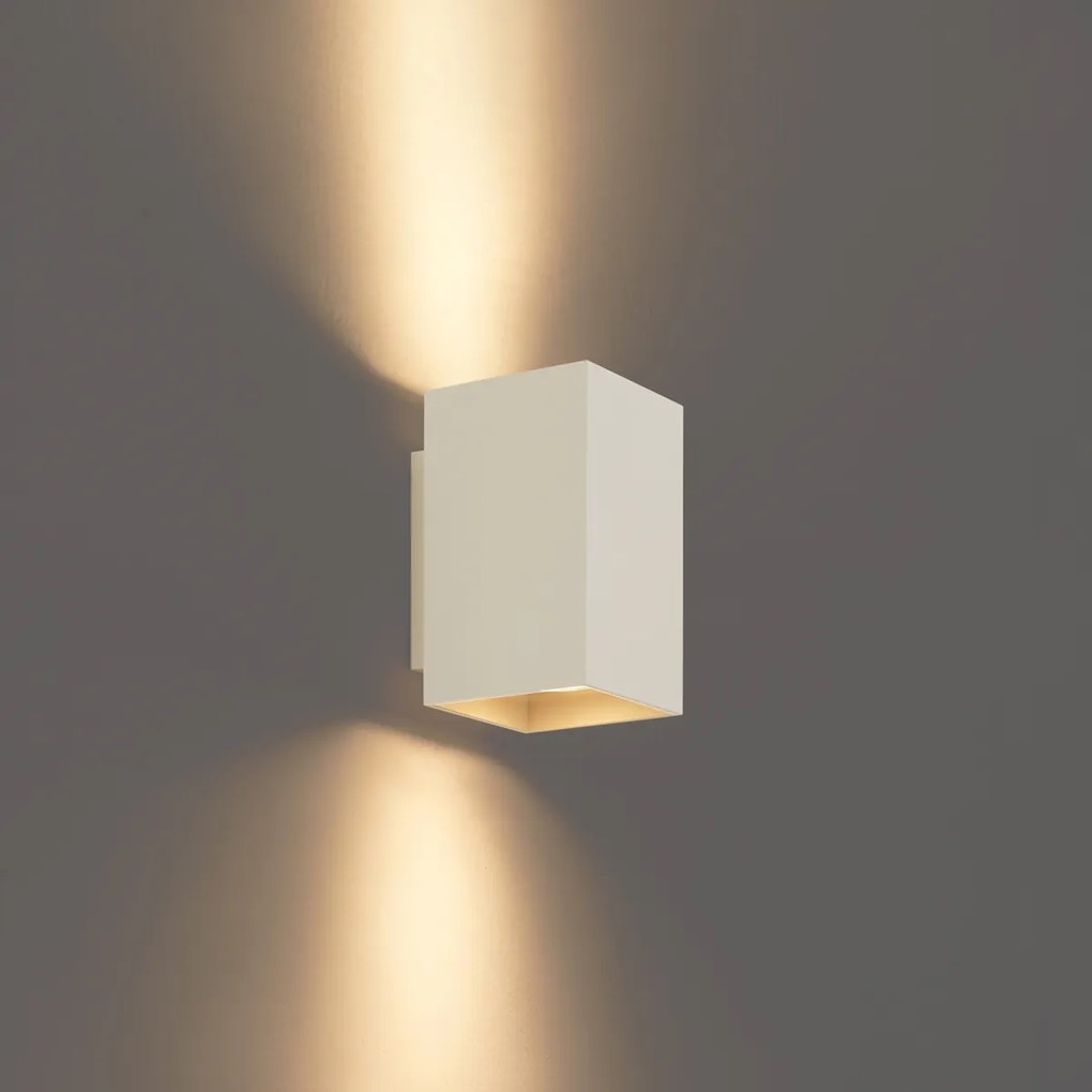 Moderne wandlamp beige GU10 50mm vierkant 2-lichts - Sandy