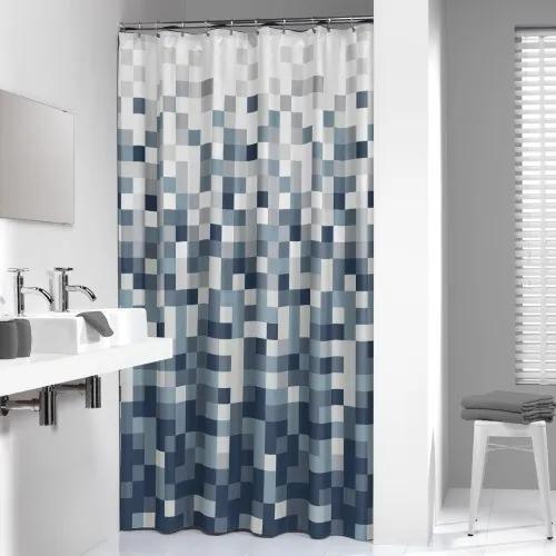 Douchegordijn Textiel Sealskin Pixel Polyester Blauw 180x200cm