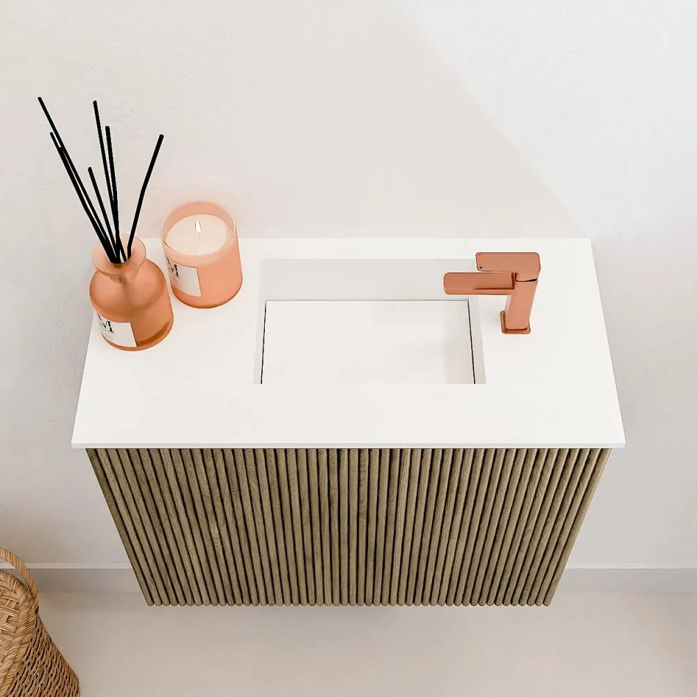 Mondiaz Joya 50cm toiletmeubel dusk met wastafel faye rechts 1 kraangat talc