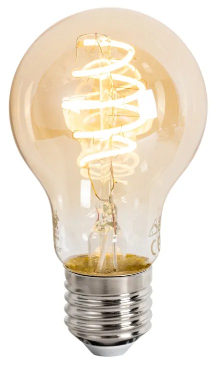 Smart plafondlamp zwart met amber glas incl. Wifi A60 - Bizle Art Deco E27 rond Binnenverlichting Lamp