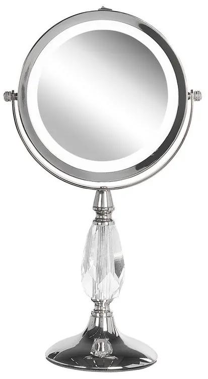 Verlichte zilveren make-up spiegel ø 18 cm MAURY Beliani