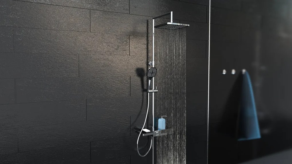 Schutte Blueperl regendoucheset met shampoo houder chroom