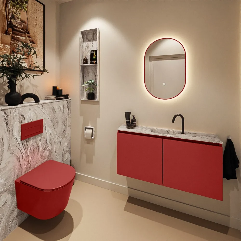 Mondiaz Ture DLux toiletmeubel 100cm fire met wastafel glace midden met kraangat