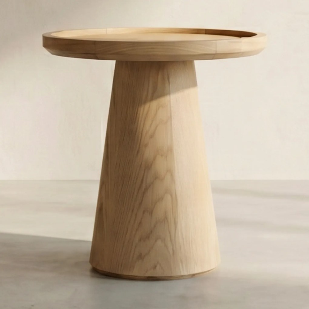 Eiken Bijzettafel Rond - 46 X 46cm.